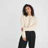 CONTRAST TRIM KNITTED CARDIGAN - CREAM