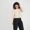 CONTRAST TRIM KNITTED CARDIGAN - CREAM