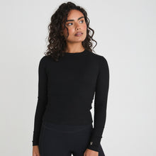  SCULPT RIB LONG SLEEVE TOP - BLACK