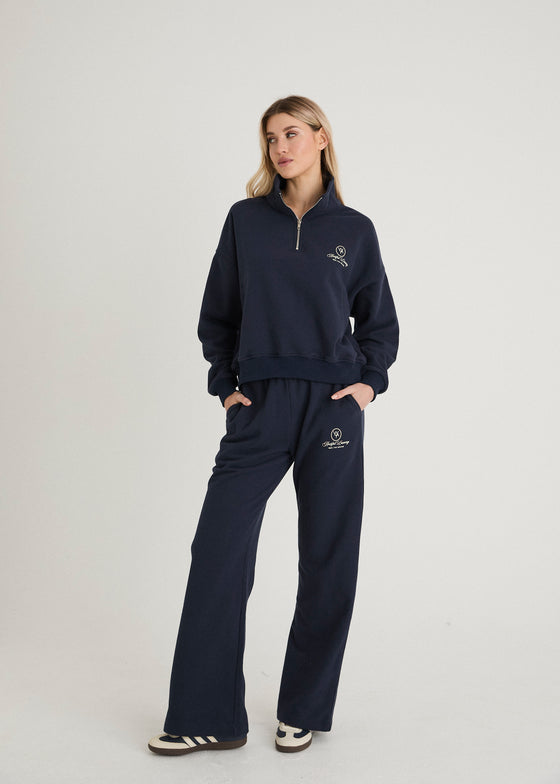 THE SOCIAL CLUB QUARTER ZIP SWEATSHIRT - NAVY