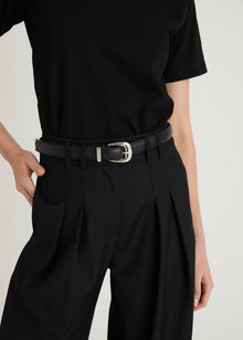  STATEMENT LEATHER BELT - BLACK / SILVER