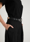 STATEMENT LEATHER BELT - BLACK / SILVER