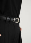 STATEMENT LEATHER BELT - BLACK / SILVER