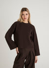 KNITTED ROUND NECK JUMPER - BROWN