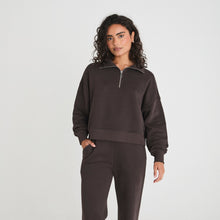  BOXY QUARTER ZIP SWEATSHIRT - BITTER CHOC