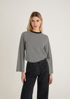 LONG SLEEVED STRIPE TOP - BLACK/CREAM