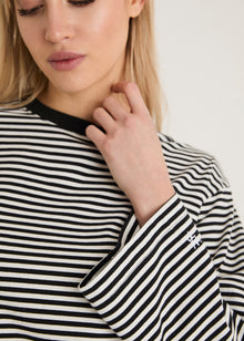  LONG SLEEVED STRIPE TOP - BLACK/CREAM