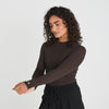 SCULPT RIB LONG SLEEVE TOP - COFFEE