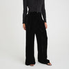 VELVET TAILORED WIDE LEG TROUSERS - BLACK