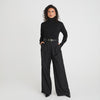 TWILL TAILORED WIDE LEG TROUSERS - BLACK