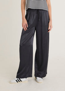  SATIN WIDE LEG TROUSER - NAVY