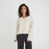 KNITTED V-NECK JUMPER - CHALK