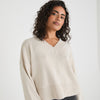 KNITTED V-NECK JUMPER - CHALK