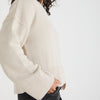 KNITTED V-NECK JUMPER - CHALK