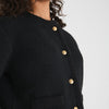 CONTRAST TRIM KNITTED CARDIGAN - BLACK