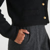 CONTRAST TRIM KNITTED CARDIGAN - BLACK