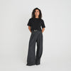 WOOL TAILORED WIDE LEG TROUSERS - DARK GREY