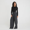 WOOL TAILORED WIDE LEG TROUSERS - DARK GREY