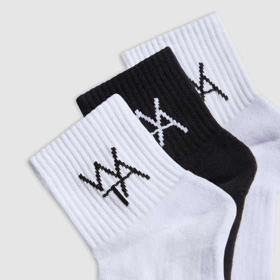 3 PACK LOGO SOCKS - MONOCHROME