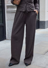RELAXED RIBBED TROUSERS -  BROWN