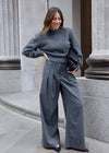 THE SIGNATURE WIDE LEG TROUSERS - GREY PINSTRIPE