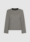 LONG SLEEVED STRIPE TOP - BLACK/CREAM