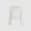 KNITTED V-NECK JUMPER - CHALK