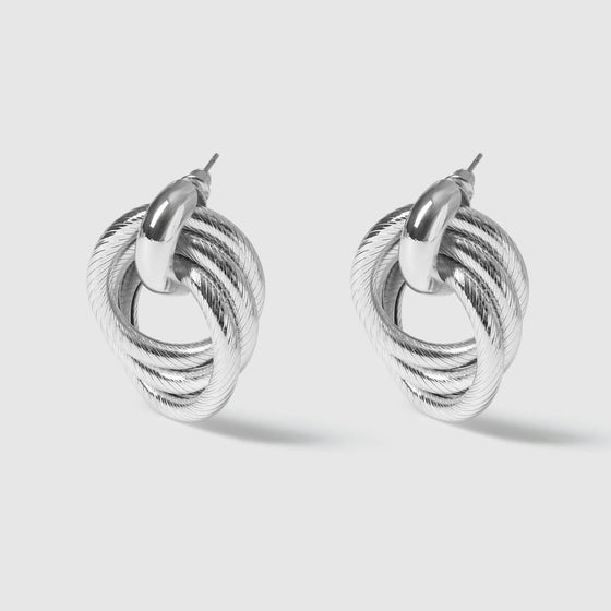 STATEMENT KNOT EARRINGS - SILVER PLATED