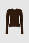 SMOOTH SCULPT LONG SLEEVE TOP - ESPRESSO